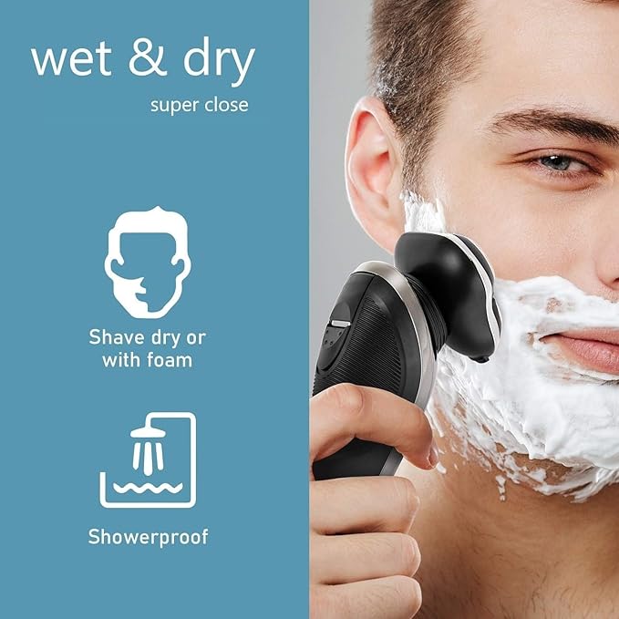Electric Shavers for Men Wet Dry Rechargeable Pro Electric Shaver Beard Electric Razor for Men Facial Shaving Machine with Smart Cleaner
