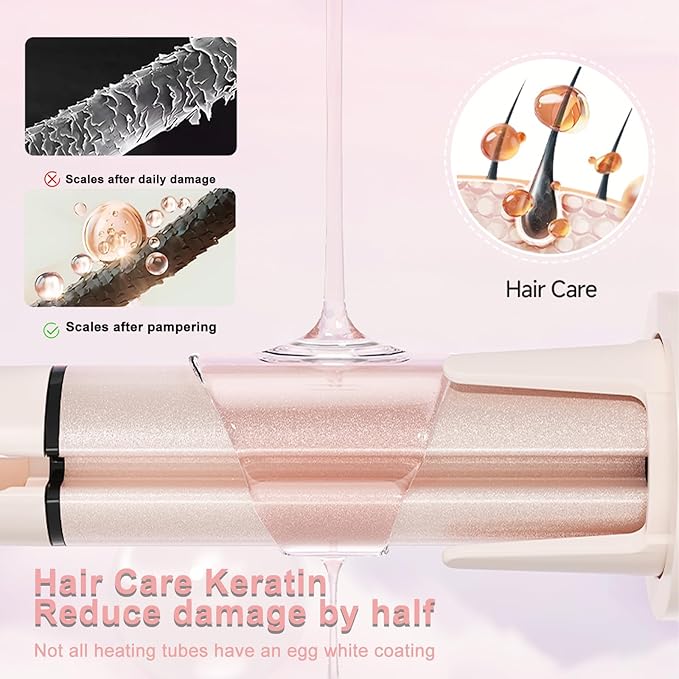 Automatic Curling Iron Rotating – 3-in-1 Self Curling Hair Curler with 3 Barrel Sizes for Loose Waves to Tight Curls Negative Ion Ceramic Anti-Tangle &amp Fast Heating Safe Styling for All Hair Ty