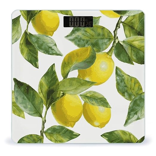 Lemon Branch Leaves Bathroom ScaleHighly Accurate Digital Weighing Machine for People Bright LED Display Weight Scale for The Aldult Home Use