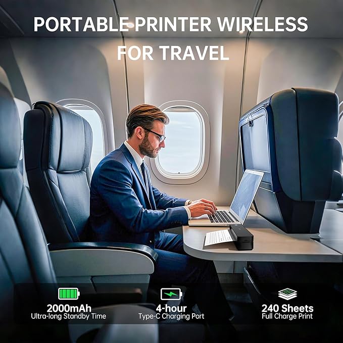 iDPRT MT610 Portable Thermal Printer 300DPI HD Mobile-Travel-Printers Inkless-Wireless-Small-Printer for Home Use Office Vehicles Bluetooth Printers Supports 8.5 x 11 US Letter&ampA4&ampA5 Dee