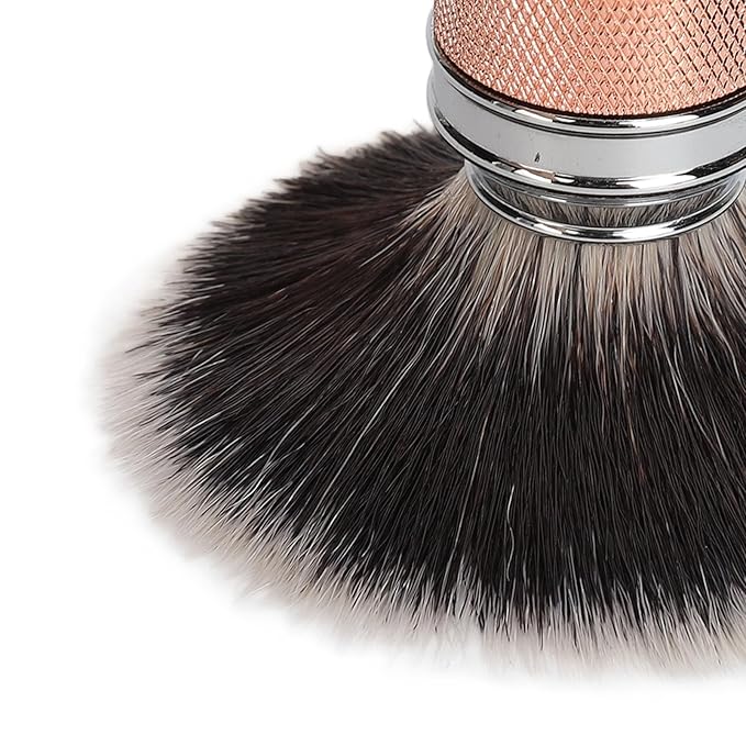 Beard Brush Nylon Beard Foaming Brush Beard Foaming Brush Aluminium Alloy Curved Handle Cleaning Synthetic Lather for Travel Home Suitable for Men Rose Gold (Rose Gold)