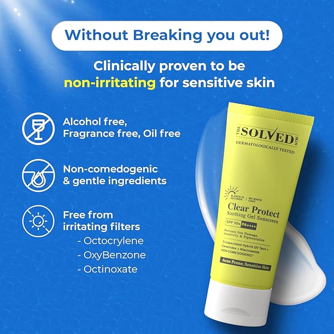 Gel-based daily sunscreenClear Protect Soothing Gel Sunscreen SPF 50+ PA++++ Acne Prone &amp Sensitive Skin Non-Comedogenic Dermatologically Tested