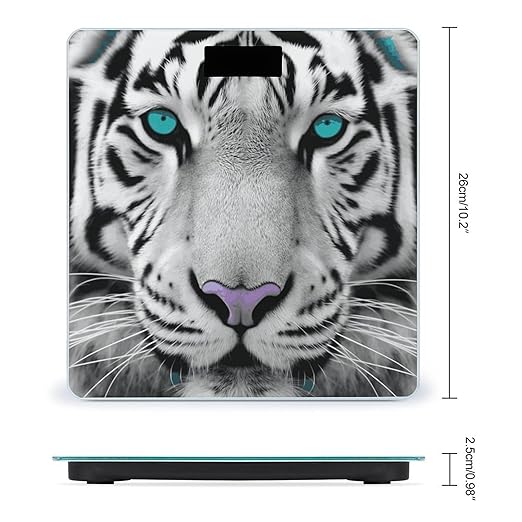 Tiger with Teal Eyes Bathroom Scale Weight Scale for Body WeightHighly Accurate Digital Weighing Machine Clear LED Display Digital Bathroom Body Scale 400lb/182kg