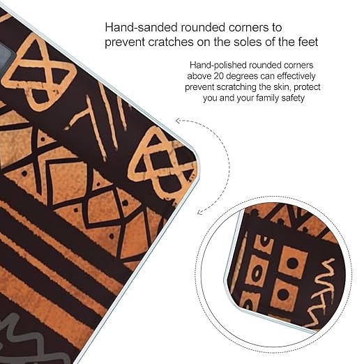 Digital Bathroom Scale for Body Weight Scale with Bright LCD Display High Accuracy Step-On Technology Auto On/Off African Mud Cloth Tribal Digital Scales 400 Lbs /180kg