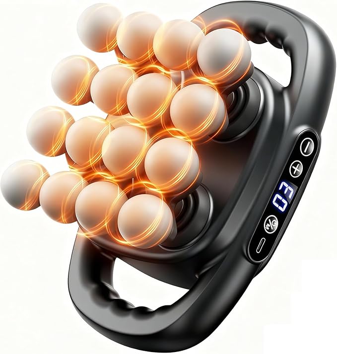 16 Head Massage Gun Deep Tissue - Electric Percussion Massager with Multi Ball Heads Cordless Handheld Muscle Massage Tool for Back Neck Shoulder &amp Body Pain Relief Gift for Athletes &amp Adu