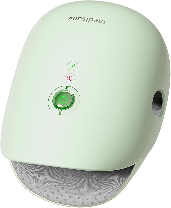 Medisana Hand Massager with Heat and Compression Cordless Hand Massager for Arthritis and Carpal Tunnel Relief Knuckle Stretching Massage Birthday Christmas Gifts for Men Women Dad Mom-Green