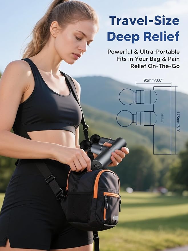 arboleaf Massage Gun Deep Tissue with Double Heads Full-Metal Electric Portable Handheld Massager for Back Shoulder Sore Muscles Pain Relief 5 Modes Seamless Speed Control
