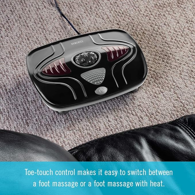 HoMedics Vibration Foot Massager – Heated Portable Foot Massager Machine Soothing Heat with Multi-Point Sensations and Toe-Touch Control