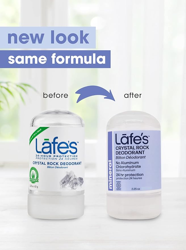 Lafe's Natural Deodorant | Unscented Crystal Mineral Rock Natural Deodorant | 2.25 Ounce | 6 Pack
