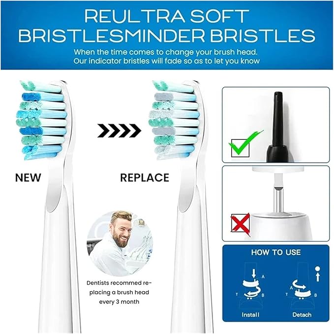 5-10Pcs Replacement Brush Heads Compatible for Seago/Fairywill Electric Toothbrush FW/SG 507/508/515/551/917/959/908 Bristle(10pcs White)
