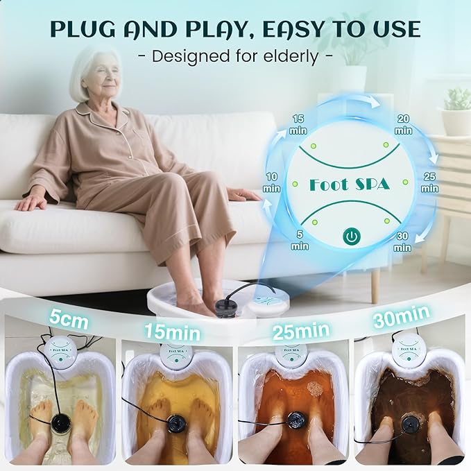 Ionic Foot Detox Machine Portable Ionic Detox Bath Cleanse Spa Machine with Massager Roller for Plantar Fasciitis Relaxing Foot Detox Spa At Home