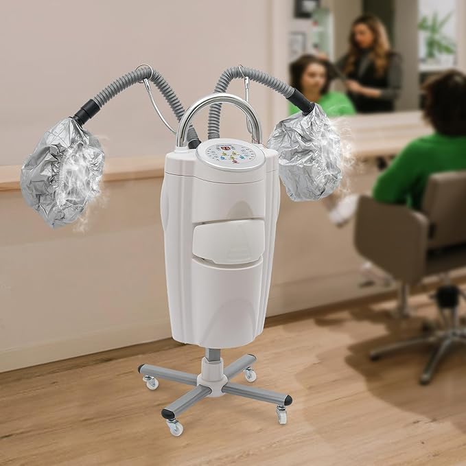 Hair Steamer110 V 700 W Multifunctional Hair Dyeing Machine with WheelsHair Oil Machine Stand Up Base Equipment for SalonsSpasBeauty SalonsHomes (White 3)