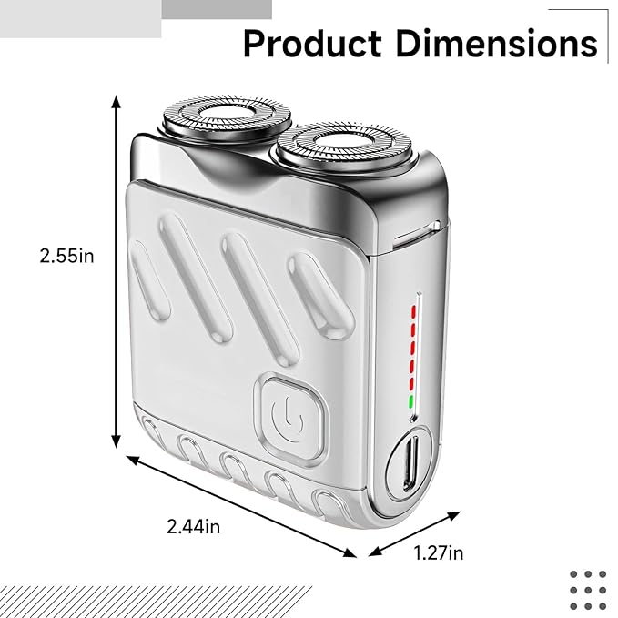 Mini Electric Shaver Waterproof Dual Head For Men Usb Rechargeable Zinc Alloy Ipx7 Type-C Fast Charge Led Battery Display Travel-Friendly
