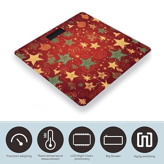 Christmas Bathroom Scale Rounded Smart Scale for Body Weight Automatic Power On/Off Weight Scales Accurate Bathroom Digital Scales for Pet Home Bedroom Kitchen