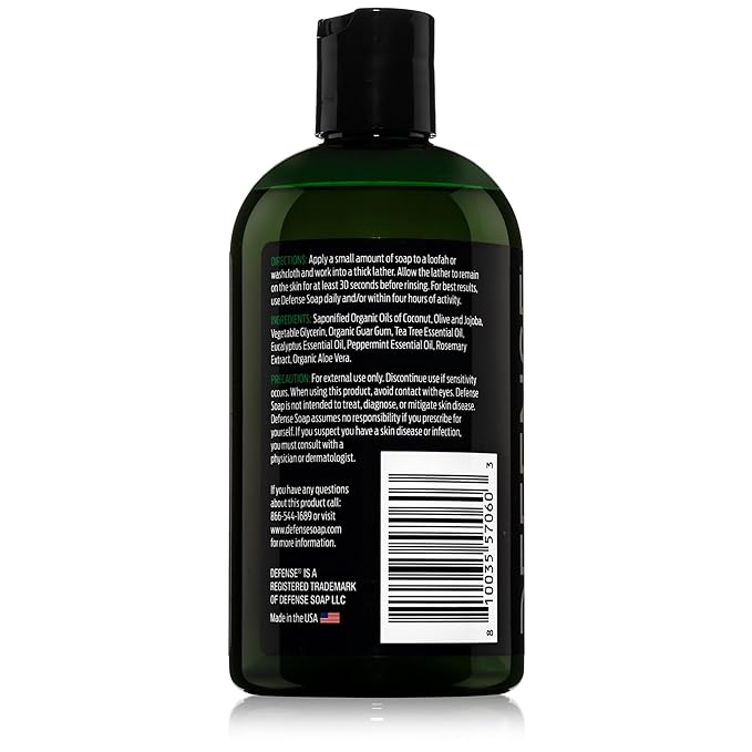 Defense Soap Tea Tree Body Wash (Original + Peppermint) | All Natural Organic Shower Soap for Athletes | Odor Control &amp Skin Fungal Protection for Sports Post Workout &amp Recovery - 12 oz (Pack