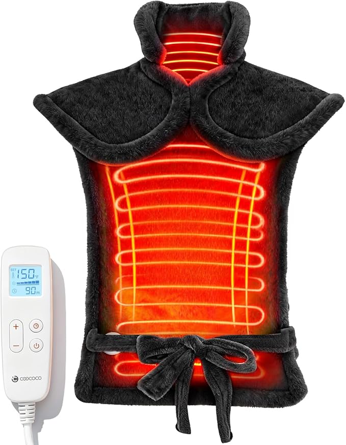 CooCoCo 37x24 Heating Pad for Neck and Shoulders and Back FSA Eligible Heat Pad for Back Pain Relief HSA Approved Full Back Heated Pad 6 Heat Settings 3 Timers Auto-Off ETL Certified