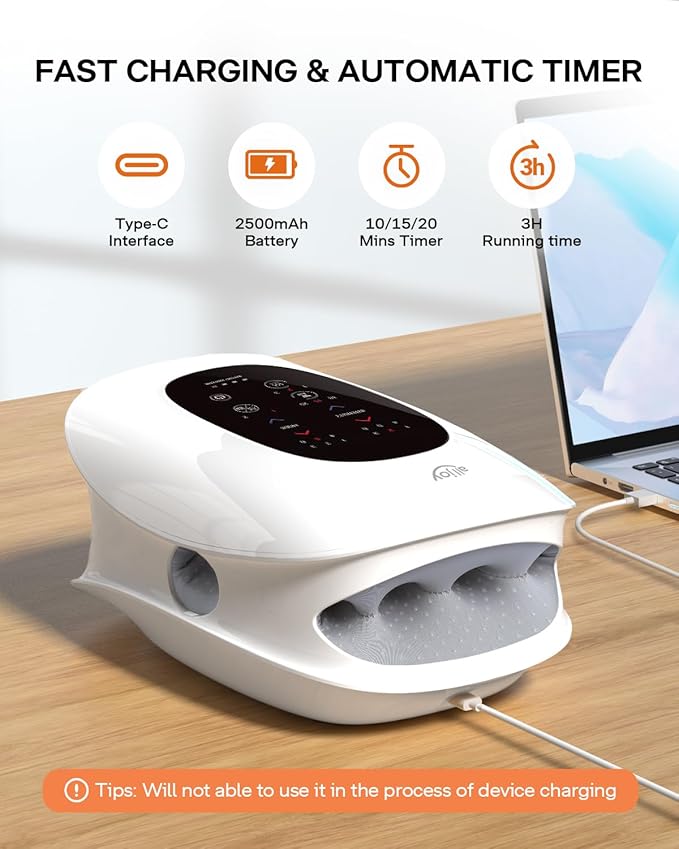 ALLJOY Hand Massager with Heat and Compression Knuckle Stretching and Hand Massage 6 Modes 6 Intensities 3 Heat for Arthritis and Carpal Tunnel Relief Valentines Day Gifts for Women Men(White)