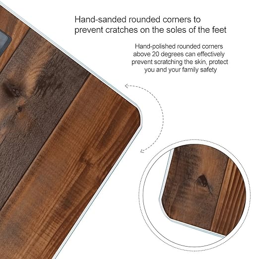 Brown Wooden Bathroom Scale Weight Scale for Body WeightHighly Accurate Digital Weighing Machine Clear LED Display Digital Bathroom Body Scale 400lb/182kg