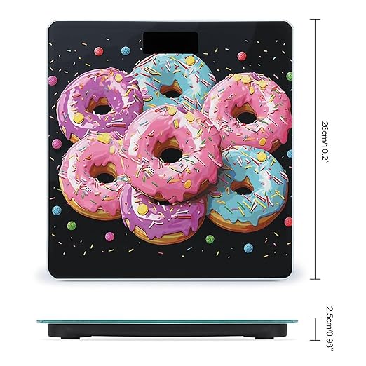 Donut Bathroom Scale for Body Weight Bathroom Digital Electronic Weighing Scale with Back Lit LED Display Sturdy Tempered Glass Weight Watchers Scales 400lb