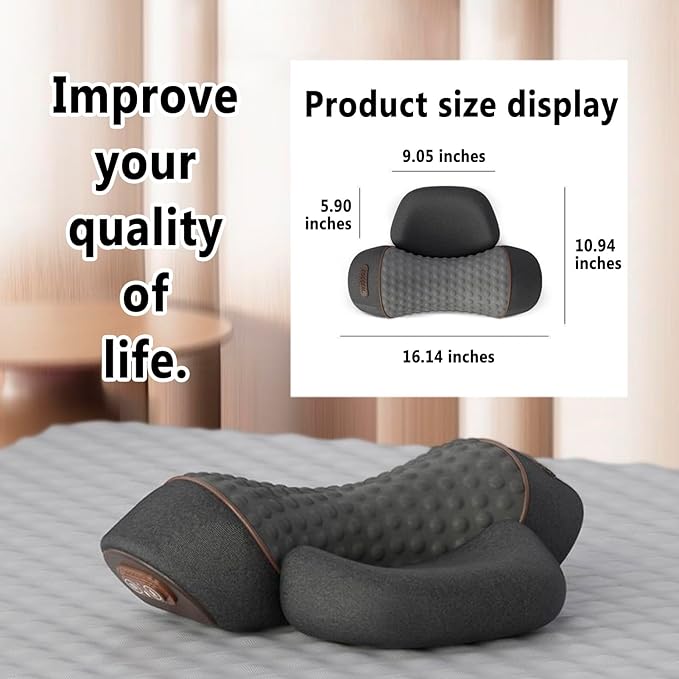 Cervifix Home Pro Massager 2025 New 3 in 1 Neck Massager Cervifix Heated Massage Neck Pillow Trigger Point Memory Foam Pillows for Stretcher Relaxer (Black)
