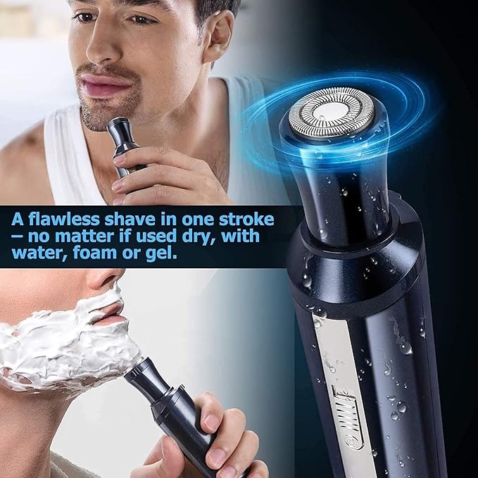 Ear and Nose Hair Trimmer Clipper - Professional Painless Eyebrow and Facial Hair Trimmer for Men and Women Rechargeable Waterproof Dual Edge Blades for Easy Cleansing