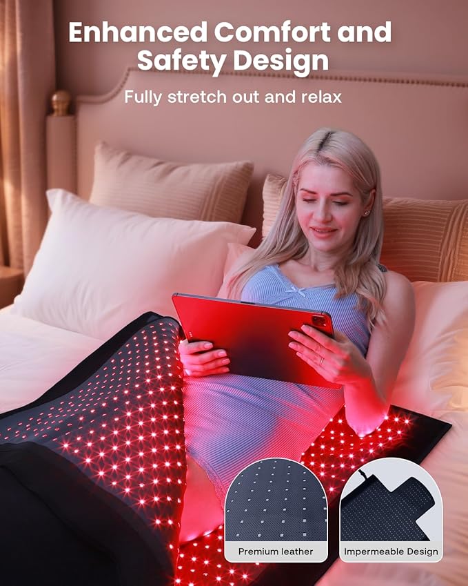 Red Light Therapy Mat Full Body 74.8x33.6 Infrared Red Light Therapy Blanket with 2630 LEDs 660nm &amp 850nm Dual Wavelength Pulse Modes Timer &amp Intensity Control