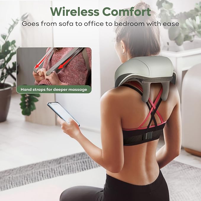 Electric Neck and Back Massager Heat Function Deep Tissue Cordless Neck Massager Relax Muscles 4D Kneading Heated Massage Shoulder Massager Gift Ideas for Dad Mom Friends