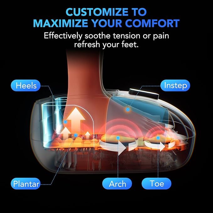 SKG Foot Massager with Heat and Remote Upgrade Electric Feet Massager for Plantar Fasciitis Pain Relief 3 Levels Compression Massage for Neuropathy Plantar Fasciitis Up to Size 13 Home Office Use