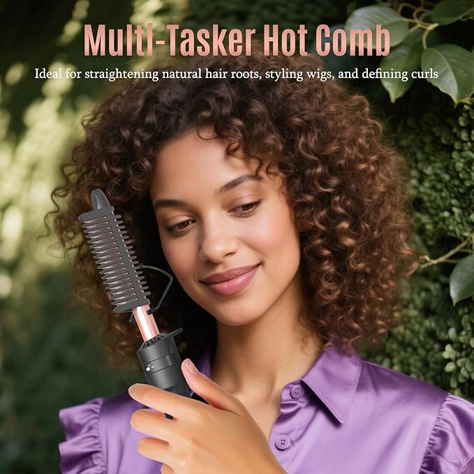 4-in-1 Curling Iron Set for Long Hair Fast Heating Ceramic Ionic Hair Curler Flat Iron &amp Hot Brush Combo Frizz-Free Styling Tool with Dual Voltage for Home &amp Travel