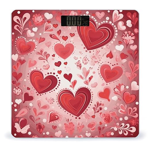 Valentine Pattern Weight Scale Large Bathroom Scales Digital Weight with Bright LED Display Non Slip Automatic Weighing Scale Fashion Weighing Machine for Body