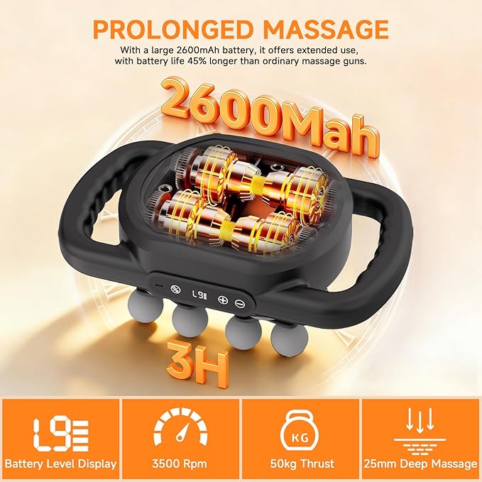 12 Head Massage Gun Deep Tissue Muscle MassagerCordless Electric Percussion Massage Tool with 9 Levels 9 Modes for Back/Neck/Shoulder/Hand/Leg/Foot Full Body Muscle Pain ReliefOffice Home Gym Use