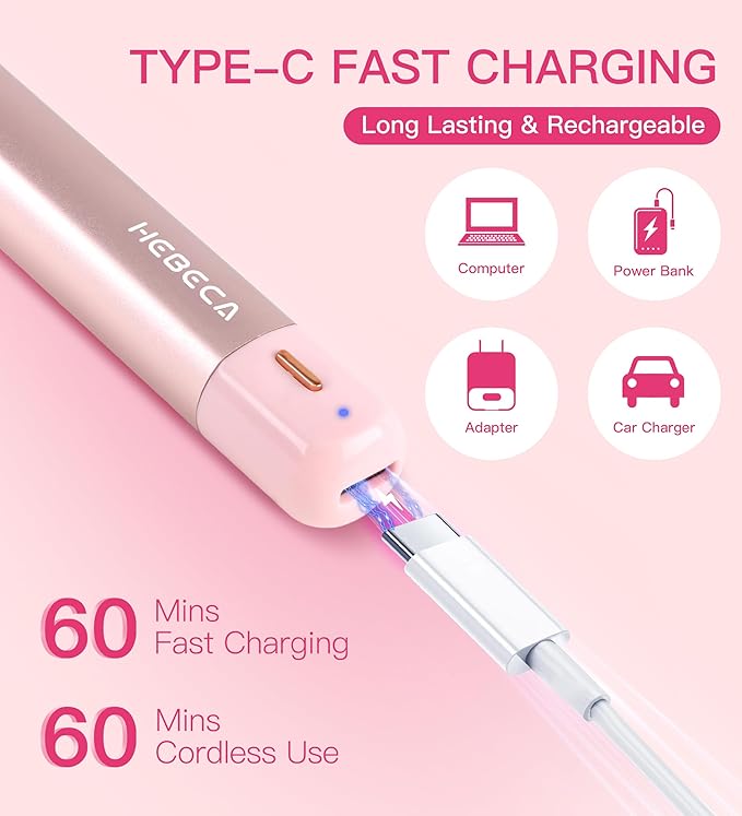 Nose Hair Trimmer for Women 3in1 Facial Hair Removal Trimmers- Rechargeable Waterproof Portable with Travel Bag- Trims Nose Ear Eyebrow Peach-Fuzz Lips Chin Face Hair Remover (Pink)