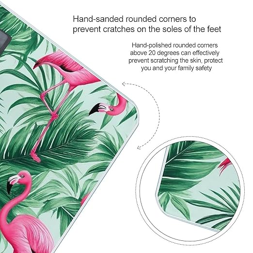 Women's Digital Bathroom Weighing Scale Automatic Switch Energy Saving Scale Smart Scale for Body Weight Mint Green Palm Banana Leaves Lovely Exotic Bird Pink Flamingo