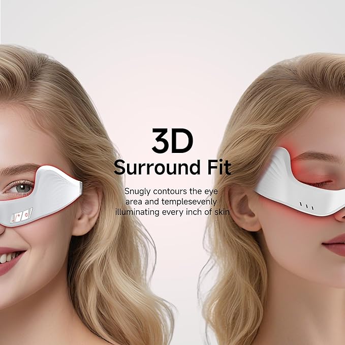 Red Light Therapy Eye Massager with Microcurrent – 3D Contour Design for Dark Circles Puffiness Eye Bags &amp Wrinkles – Under Eye Treatment Device for Fine Lines Rechargeable &amp Gentle for Dai