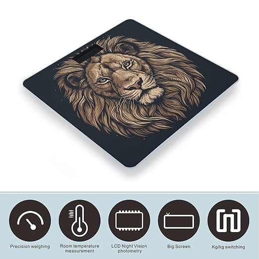 Cartoon Lion Bathroom Scale for Body Weight LCD Display Digital Bathroom Scale Tempered Glass Bathroom Weight Scales Fashion Smart Scales for Home Bedroom 400 Lb