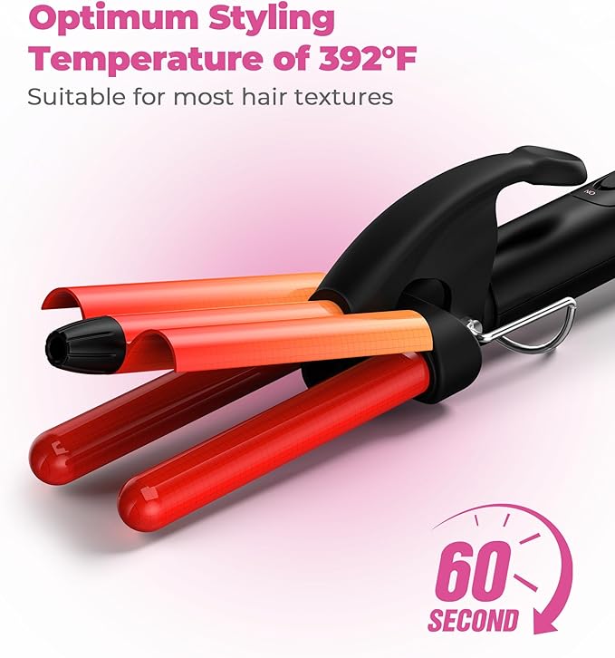 FARERY Mini Waver Curling Iron 1/2 Inch Hair Crimper for Women Beach Waves Keratin &amp Argan Oil Infused Dual Voltage Pouch Bag