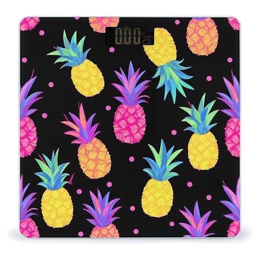Women's Digital Bathroom Weighing Scale Automatic Switch Energy Saving Scale Smart Scale for Body Weight Colorful Watercolor Splash Ink Pineapple