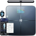 Smart Scale for Body Weight 8-Electrode Larger Platform Digital Scale for Weight Fat BMI 50 Body Composition Measurement Bluetooth &amp Wi-Fi Digital Bathroom Scale Rechargeable Dark Gray
