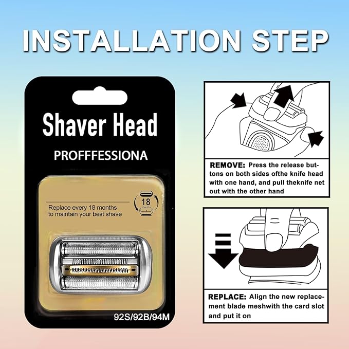 Series 9 Pro 94M Electric Replacement Shaver Head Accessories Shaver Compatible with Braun Series 9 Pro Electric Razors 9290cc 9291cc 9370cc 9376cc 9293s 9260s 9295cc 9385cc(Upgraded ver.)