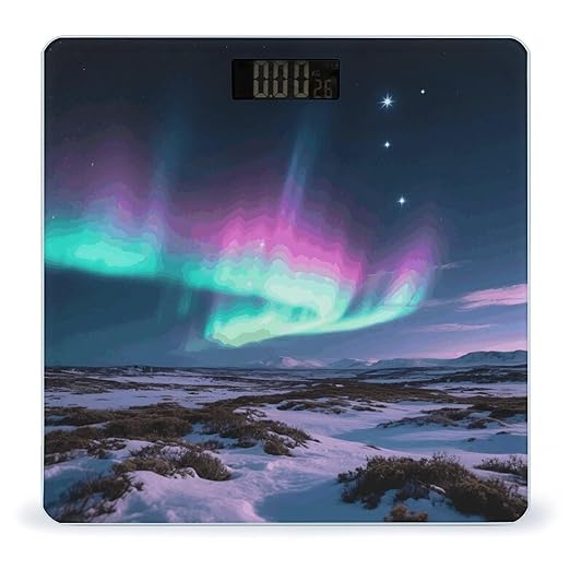 Aurora Weight Scale Cute Bathroom Scale for Body Highly Accurate Digital Weighing Machine for People Compact LCD Display Scales with Sturdy Toughened Glass Scales