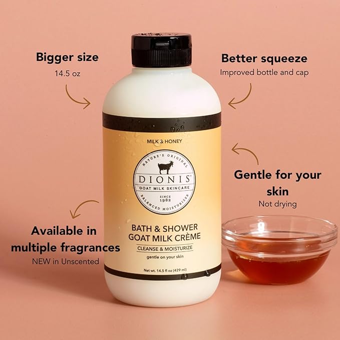 Dionis Goat Milk Bath Soap &amp Liquid Shower Crème Milk &amp Honey 14.5oz (Pack of 1)