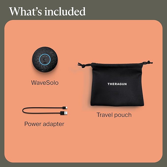 Therabody WaveSolo - Handheld Bluetooth Enabled Massage Device Ultra Portable Vibration Therapy Ball w/QuietRoll Technology &amp 3 Customizable Vibration Frequencies