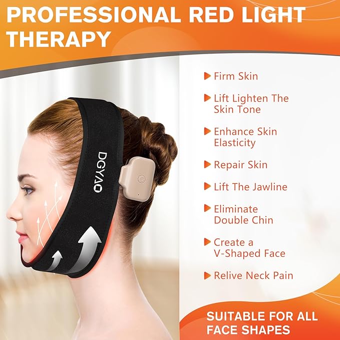 Cordless Red Light Therapy for Neck Chin Firming and V Face Lifting Portable 8 Color Light Therapy Wrap for Hand Feet Wrist Pain Relief Infrared Light Therapy Pad