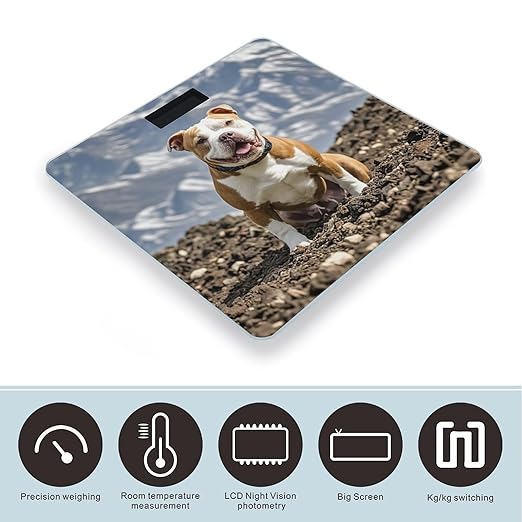 Pitbull Dogs Bathroom Scale for Body Weight Bathroom Weighing Scales with Back Lit LED Display Sturdy Tempered Glass Body Weight Bathroom Scale 400lb Weighing