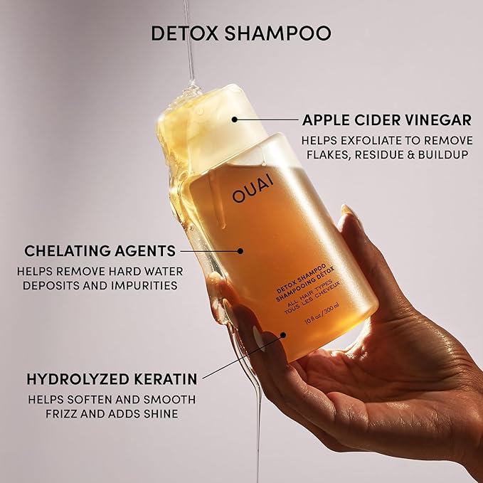 OUAI Hair Care Set - Clarifying Shampoo &amp Exfoliating Scalp Scrub - Deep Cleansing &amp Balancing - Hair Care Kit with Detox Shampoo &amp Travel Size Sugar Scrub for Scalp (2 Count)