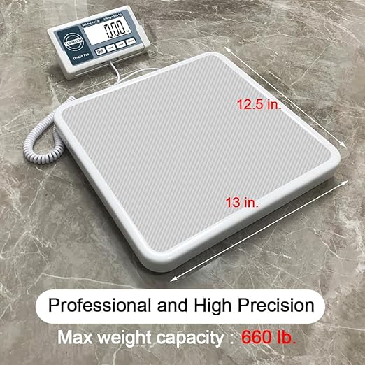 Medical Scale with Portable Carrying Bag Large Remote Display Floor Physician Scale 660lbs / 0.02lb Longer Coiled Cord Heavy Duty Digital Scale for Body Weight Measure in kg/oz/lb