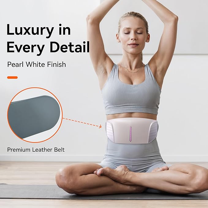 Dual Kneading Disc Abdominal Massager with Heat - Stomach Massager for Digestion Belly Cellulite Machine for Flattening Belly &amp Muscle Relief Relieves Discomfort Caused by Period Cramps Gas (wh