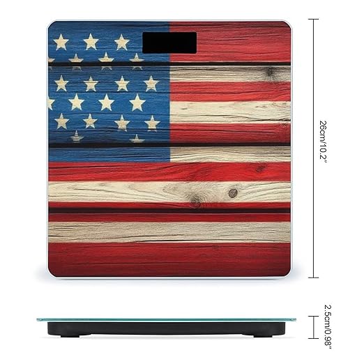 Automatic Switch Digital Bathroom Weighing Scale Smart Scale for Body Weight Vintage Wooden American Flag