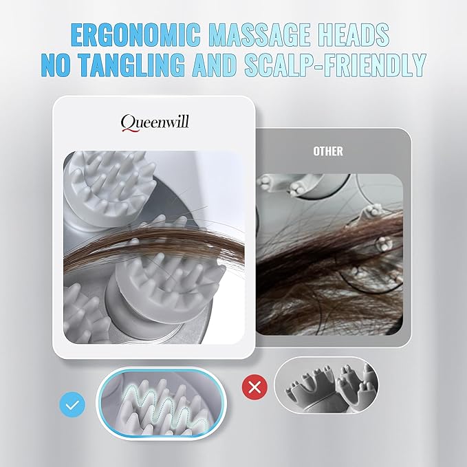 Electric Scalp Massager Cordless Hair Scalp Massager Portable Head Scratching Massager with 4 Modes Vibration Comb for Hair Growth Deep Cleansing and Stress Relaxation