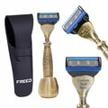 FREED Customized gifts Engraving Shaving Kit - Safety Razor with metal handle include razor base razor travel case and 5 Razor Blade Refillsit's the best gift for men (Bronze)
